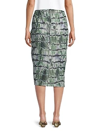 Printed Snake-Effect Faux Leather Skirt
