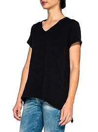 V-Neck Short Sleeve Shrunken Boyfriend Tee