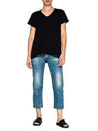 V-Neck Short Sleeve Shrunken Boyfriend Tee