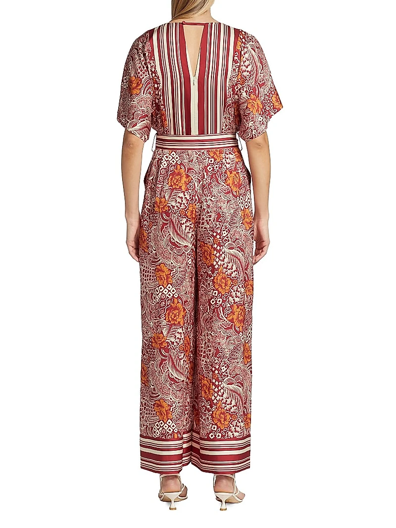 The Ines Printed Silk-Blend Jumpsuit