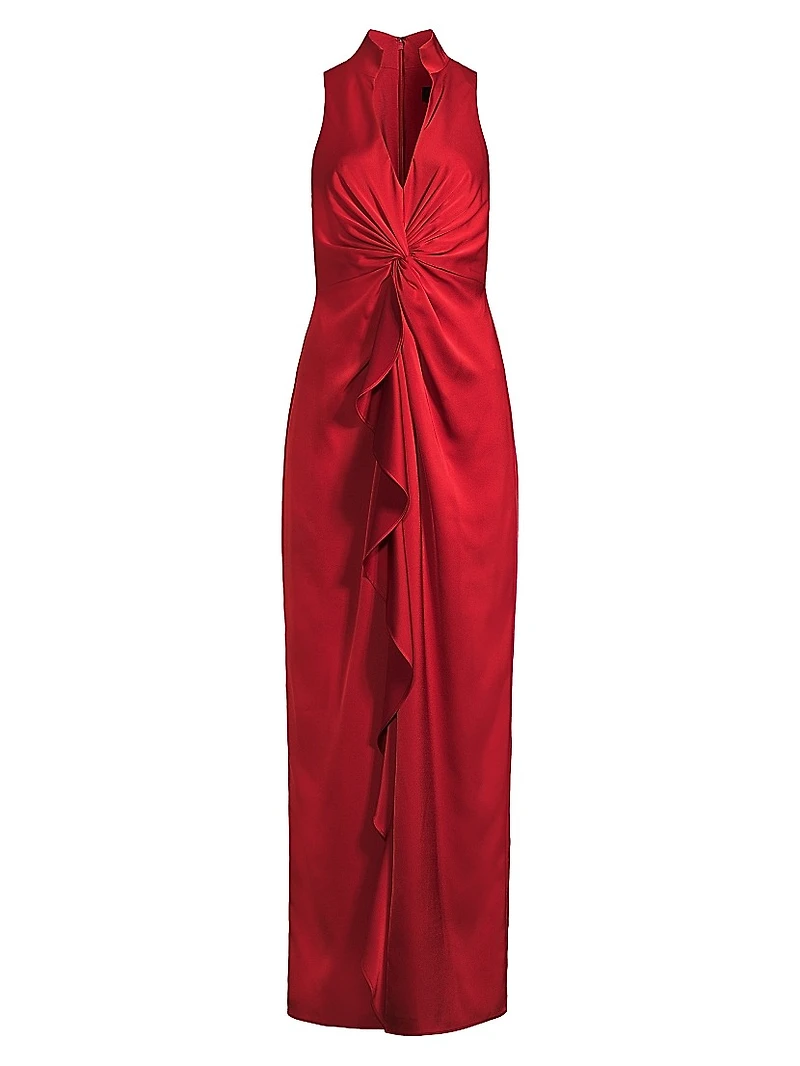Ruffle Satin Column Gown
