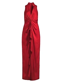 Ruffle Satin Column Gown