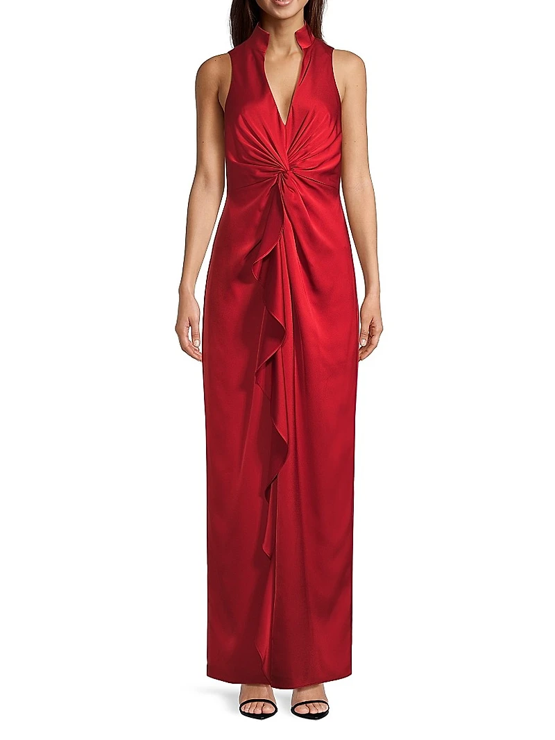 Ruffle Satin Column Gown