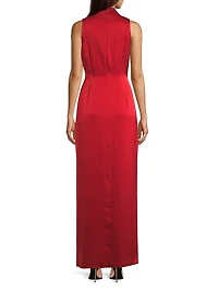 Ruffle Satin Column Gown