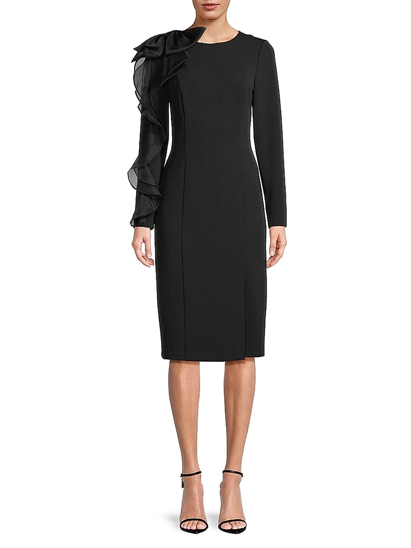 Ruffle-Sleeve Sheath Dress