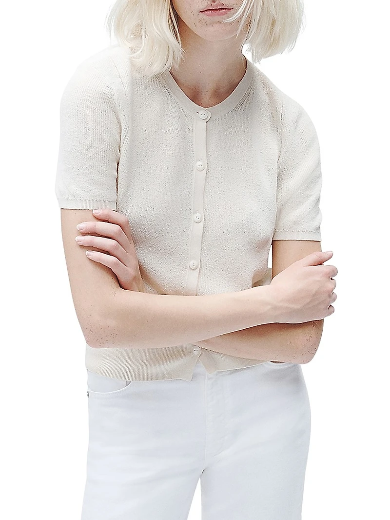 Dina Short-Sleeve Cropped Cardigan