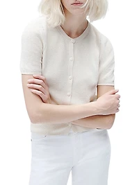 Dina Short-Sleeve Cropped Cardigan