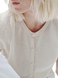 Dina Short-Sleeve Cropped Cardigan
