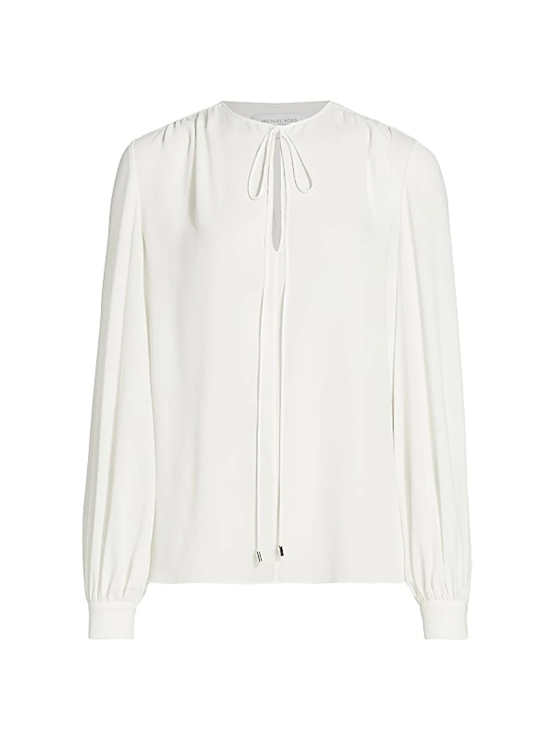 Balloon-Sleeve Silk Blouse
