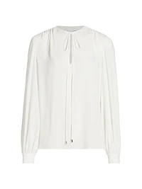 Balloon-Sleeve Silk Blouse