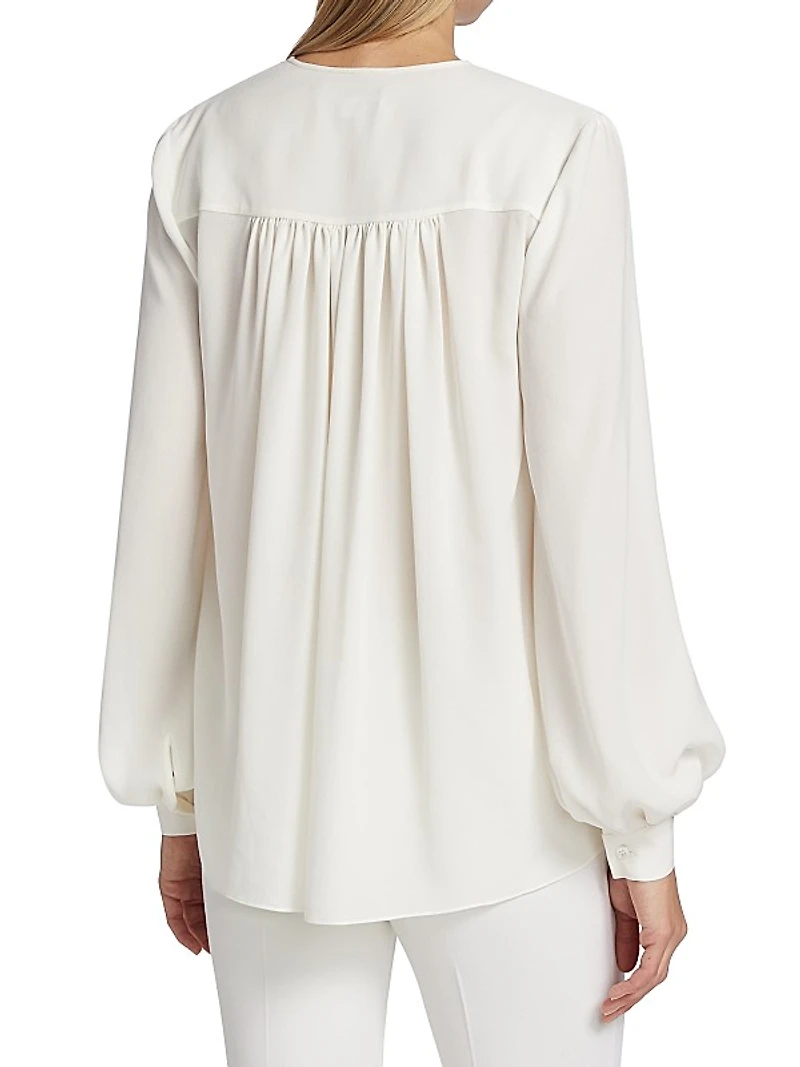 Balloon-Sleeve Silk Blouse