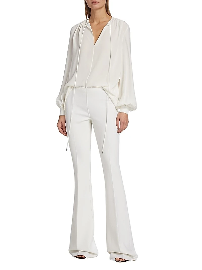 Balloon-Sleeve Silk Blouse