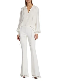 Balloon-Sleeve Silk Blouse