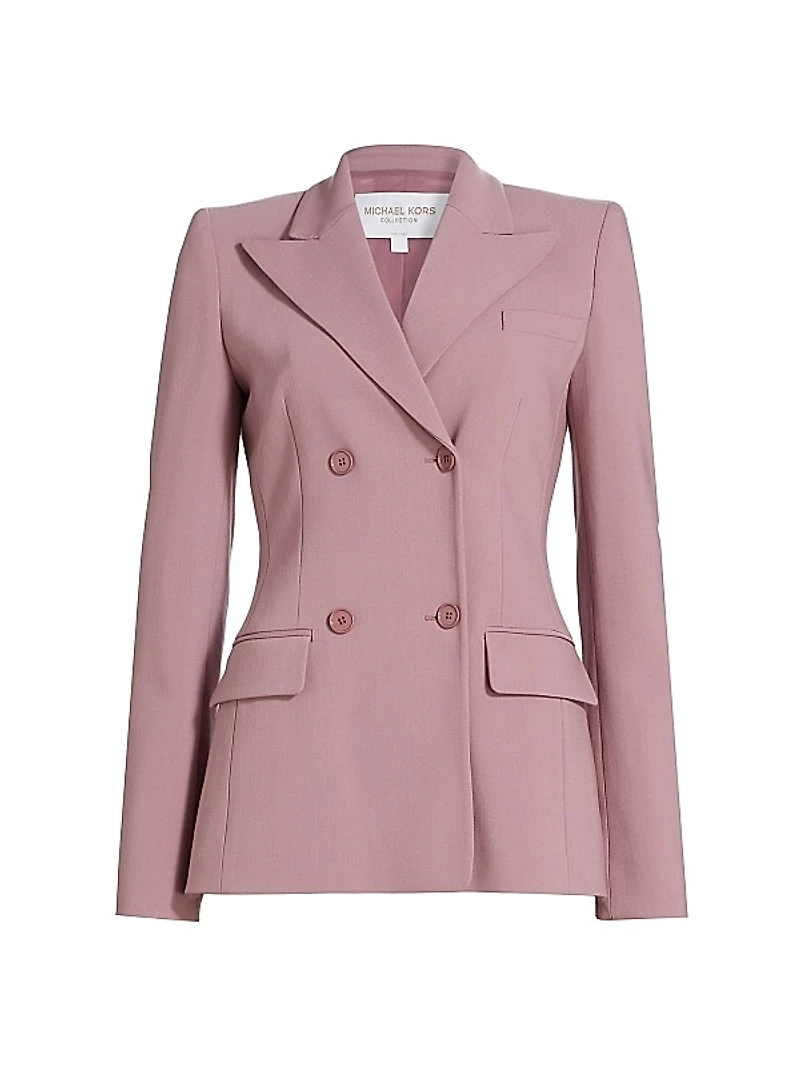 Pebble Crepe Double- Breasted Blazer