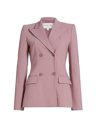 Pebble Crepe Double- Breasted Blazer