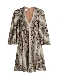 Snakeskin-Print Silk Minidress