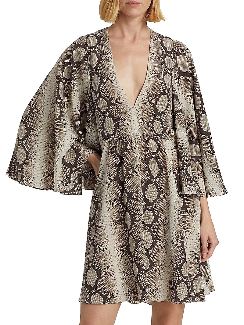 Snakeskin-Print Silk Minidress