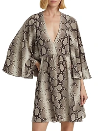 Snakeskin-Print Silk Minidress