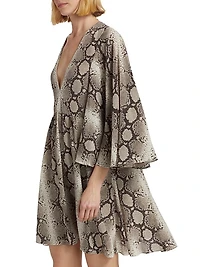 Snakeskin-Print Silk Minidress