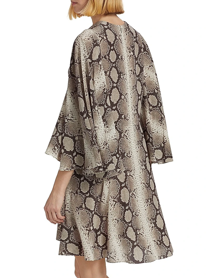 Snakeskin-Print Silk Minidress