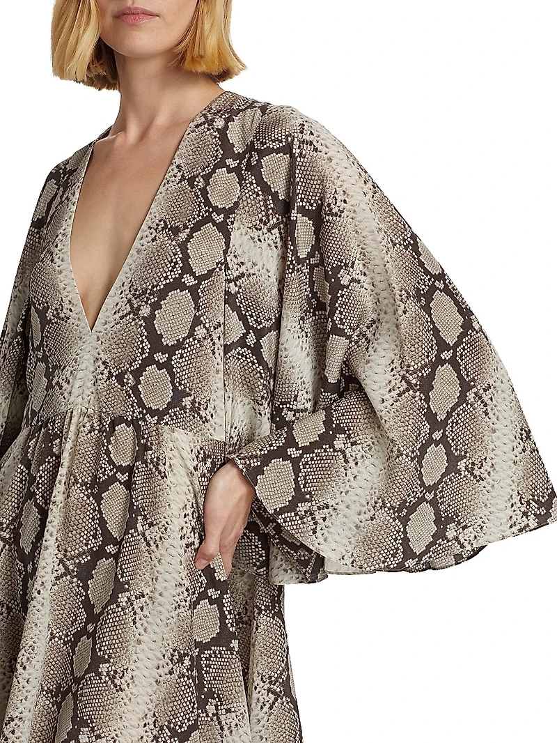 Snakeskin-Print Silk Minidress