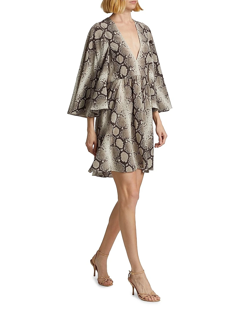 Snakeskin-Print Silk Minidress