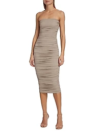 Strapless Ruched Midi-Dress
