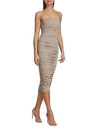 Strapless Ruched Midi-Dress