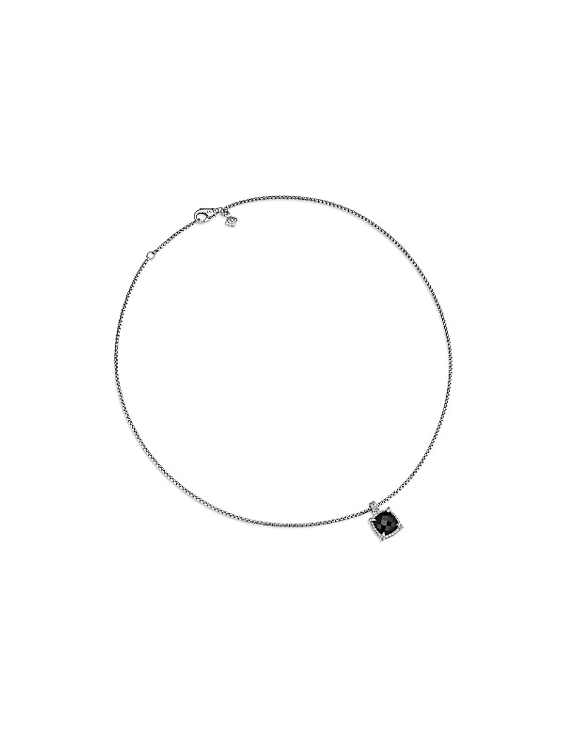 Chatelaine Pavé Bezel Pendant Necklace in Sterling Silver