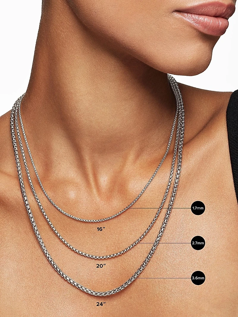 Box Chain Necklace Darkened Sterling Silver, 2.7mm