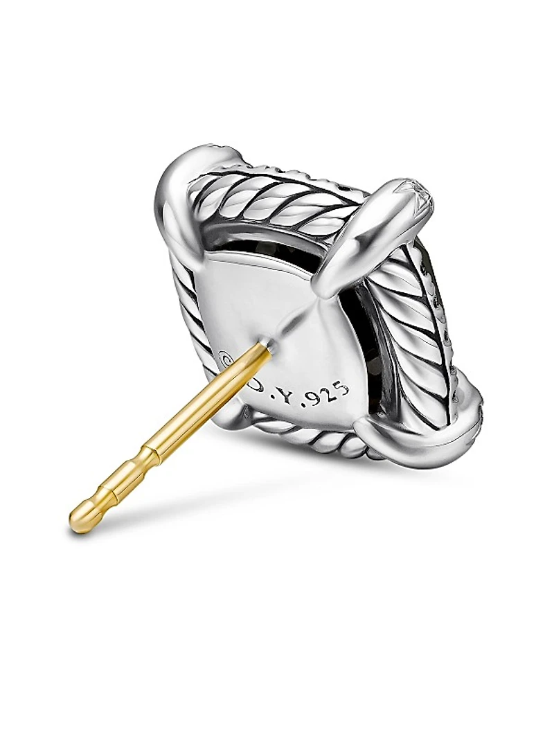 Chatelaine Pavé Bezel Stud Earrings in Sterling Silver