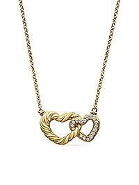 Cable Collectibles Interlocking Heart Necklace in 18K Yellow Gold with Diamonds, 20.6mm