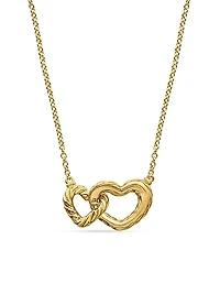 Cable Collectibles Interlocking Heart Necklace in 18K Yellow Gold with Diamonds, 20.6mm