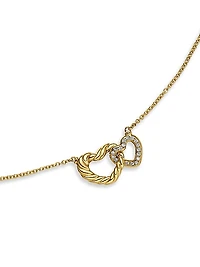 Cable Collectibles Interlocking Heart Necklace in 18K Yellow Gold with Diamonds, 20.6mm