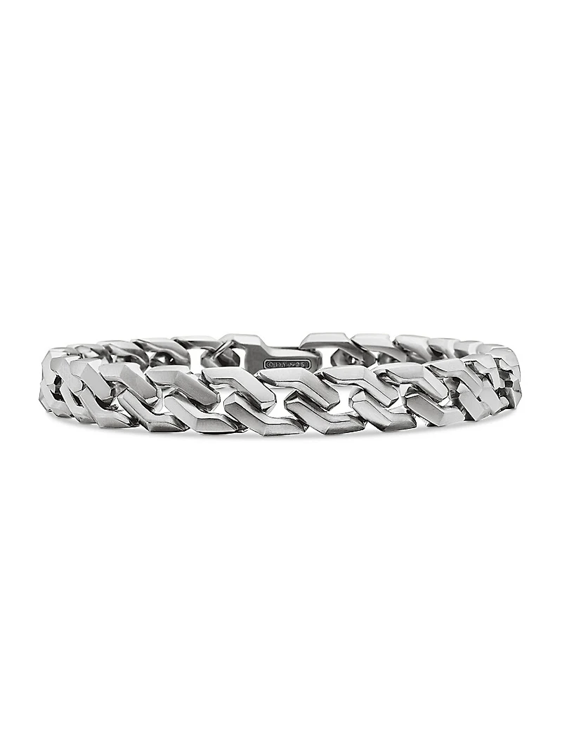 Curb Chain Angular Link Bracelet Sterling Silver, 8.7mm