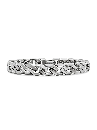Curb Chain Angular Link Bracelet Sterling Silver, 8.7mm