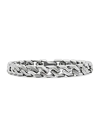 Curb Chain Angular Link Bracelet Sterling Silver, 8.7mm