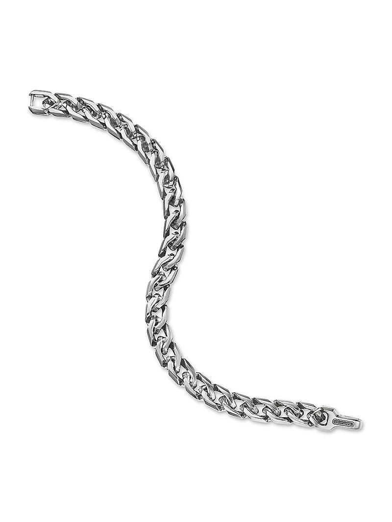 Curb Chain Angular Link Bracelet Sterling Silver, 8.7mm