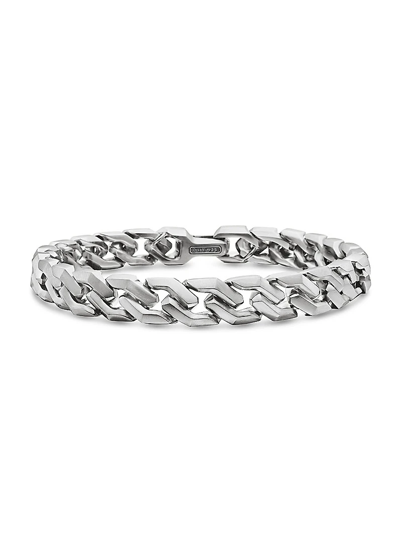 Curb Chain Angular Link Bracelet Sterling Silver, 8.7mm