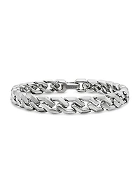 Curb Chain Angular Link Bracelet Sterling Silver, 8.7mm