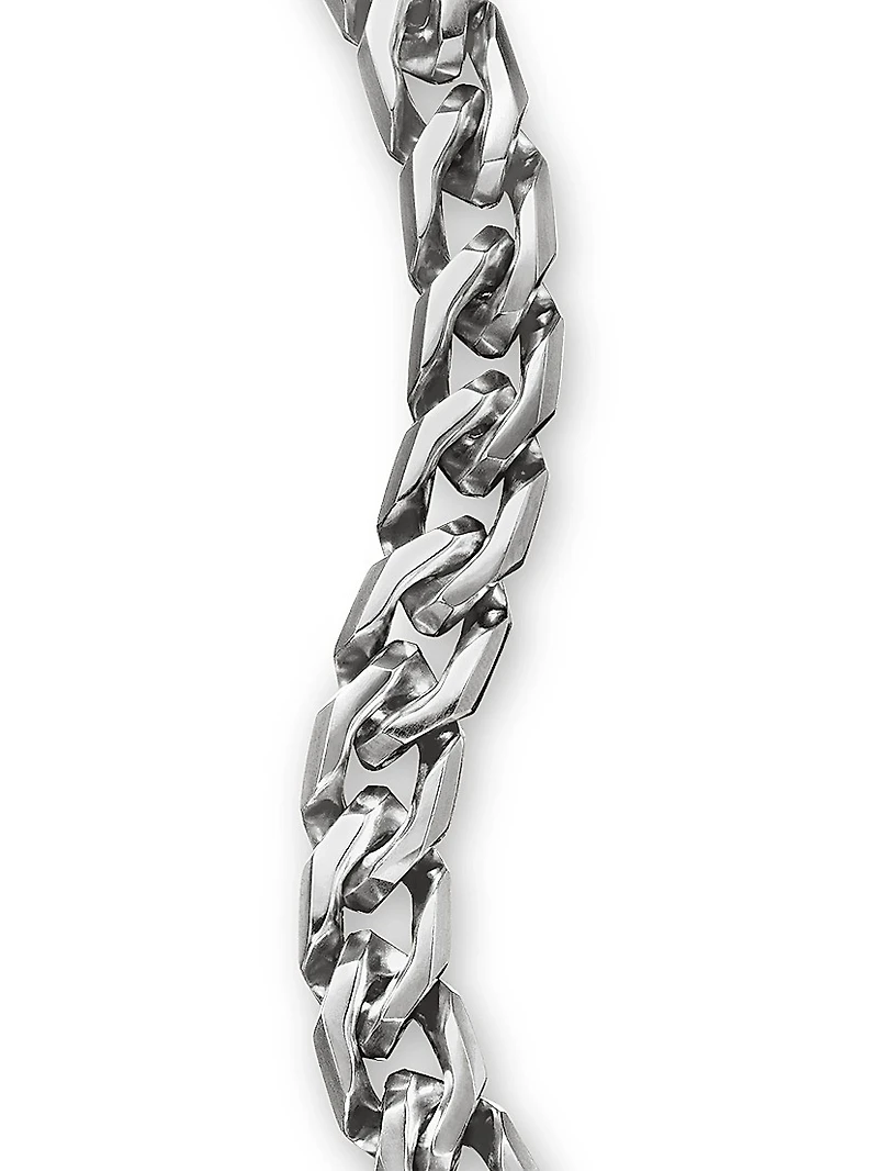 Curb Chain Angular Link Bracelet Sterling Silver, 8.7mm