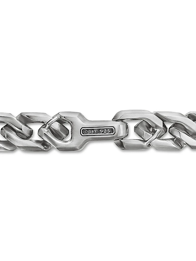 Curb Chain Angular Link Bracelet Sterling Silver, 8.7mm