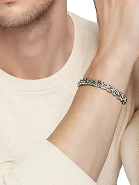 Curb Chain Angular Link Bracelet Sterling Silver, 8.7mm
