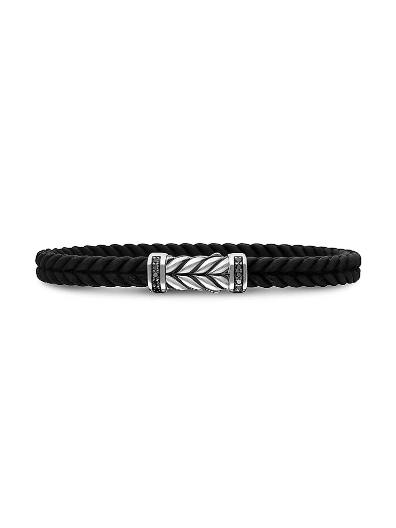 Chevron Rubber Bracelet with Pavé Black Diamonds