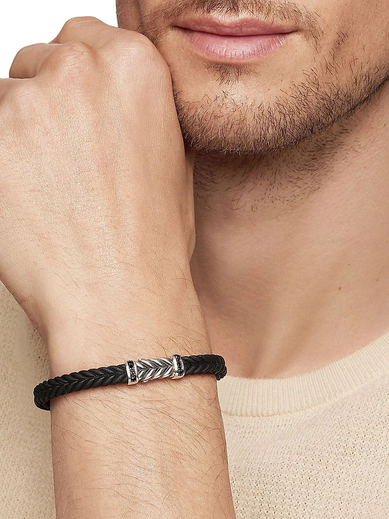 Chevron Rubber Bracelet with Pavé Black Diamonds