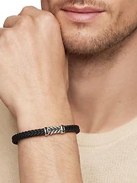 Chevron Rubber Bracelet with Pavé Black Diamonds