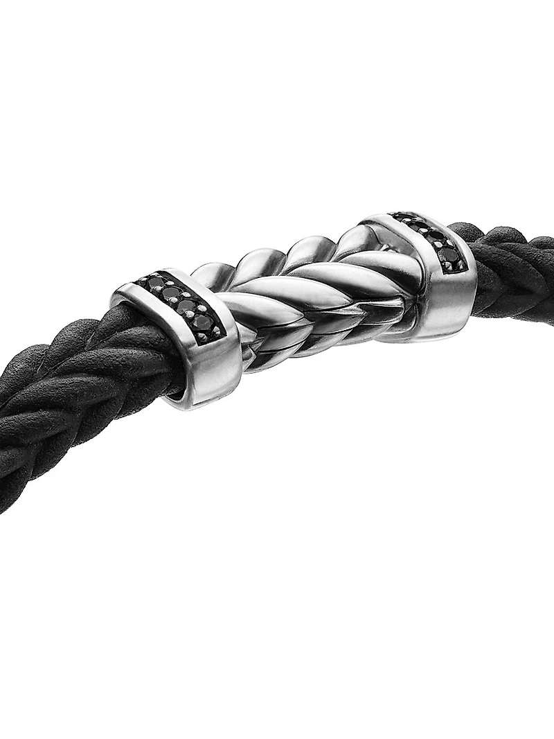 Chevron Rubber Bracelet with Pavé Black Diamonds