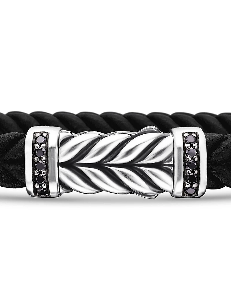 Chevron Rubber Bracelet with Pavé Black Diamonds