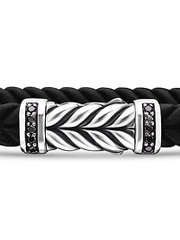 Chevron Rubber Bracelet with Pavé Black Diamonds