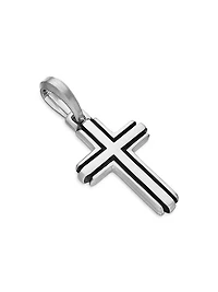 Deco Cross Pendant in Sterling Silver, 27mm